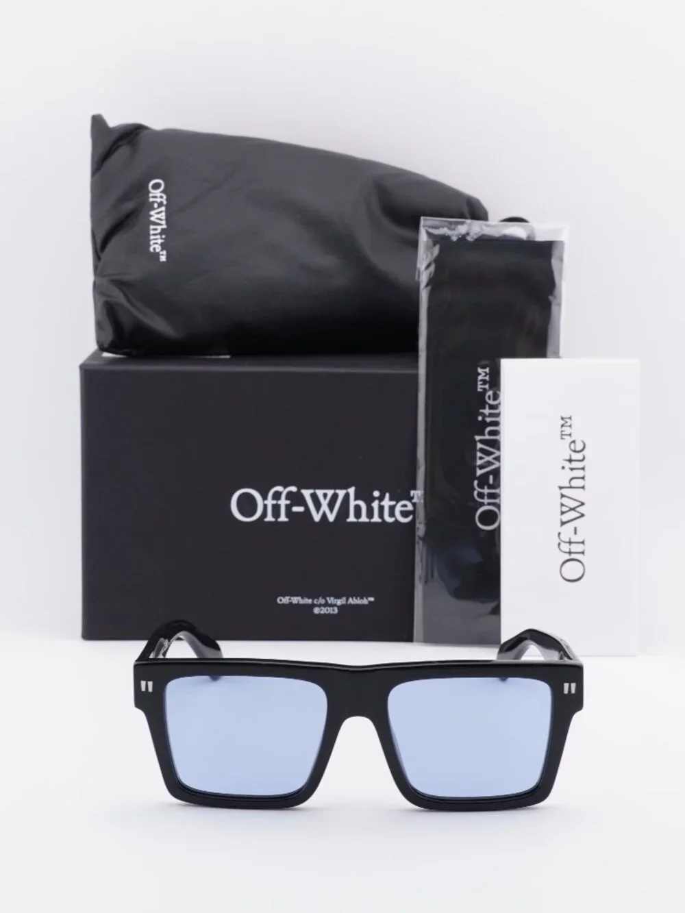 Off-White OERI109 LAWTON 1040 Square Sunglasses – Shiny Black / Blue